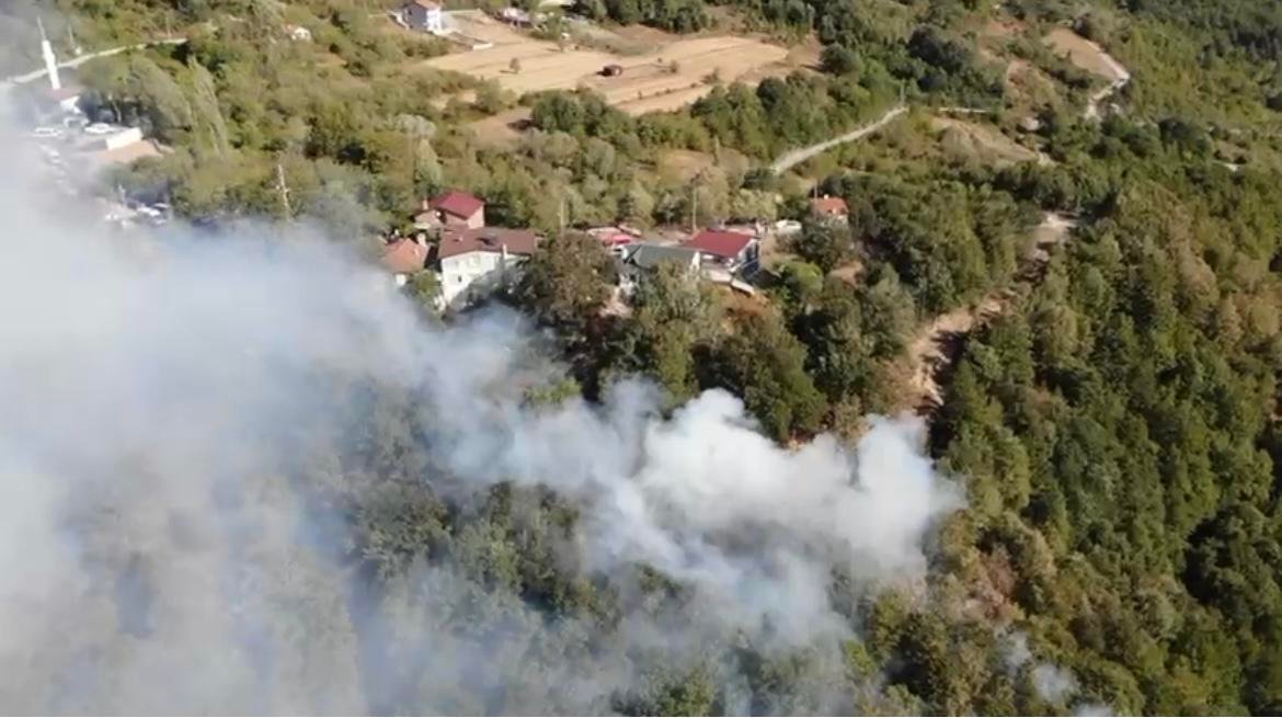 Kocaelide orman yangini ikinci gununde: Dronla goruntulendi