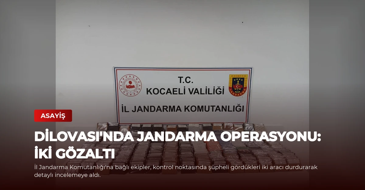 Dilovası'nda Jandarma Operasyonu: İki Gözaltı
