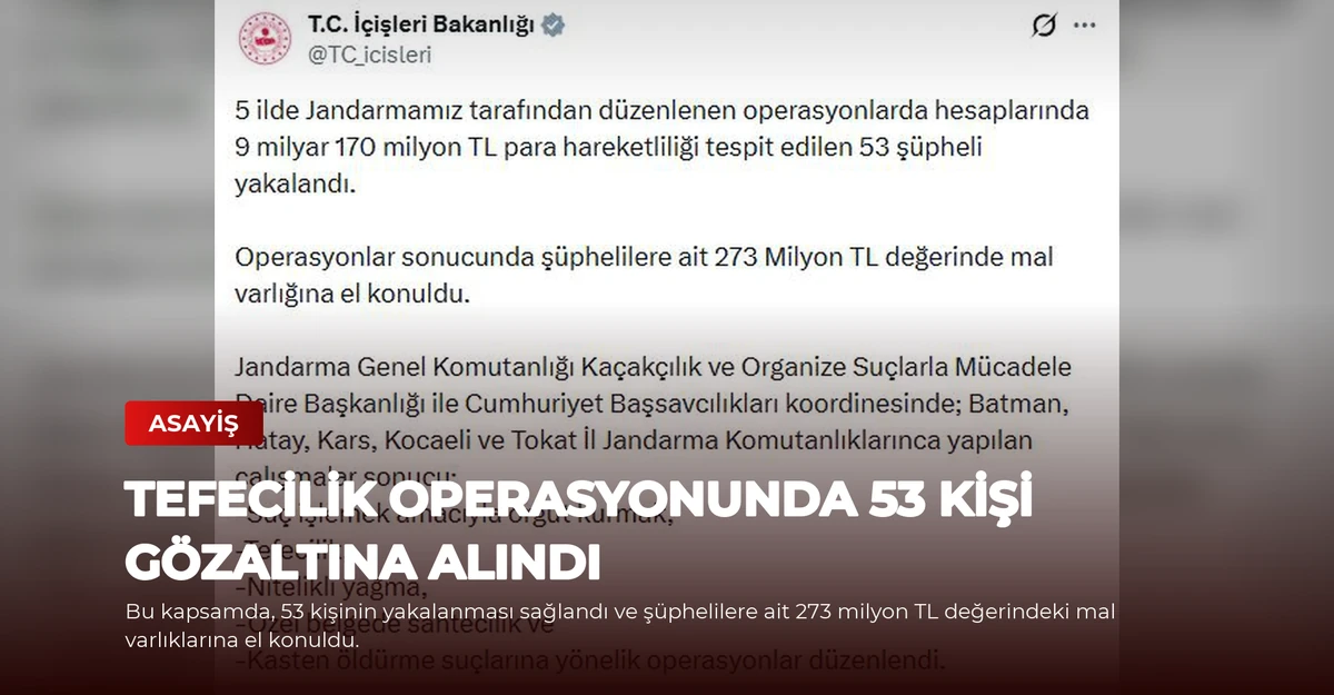 Tefecilik Operasyonunda 53 Kişi Gözaltına Alındı