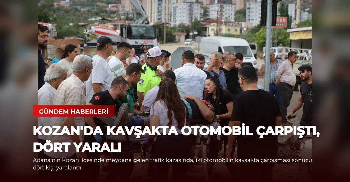 Kozan'da Kavşakta Otomobil Çarpıştı, Dört Yaralı
