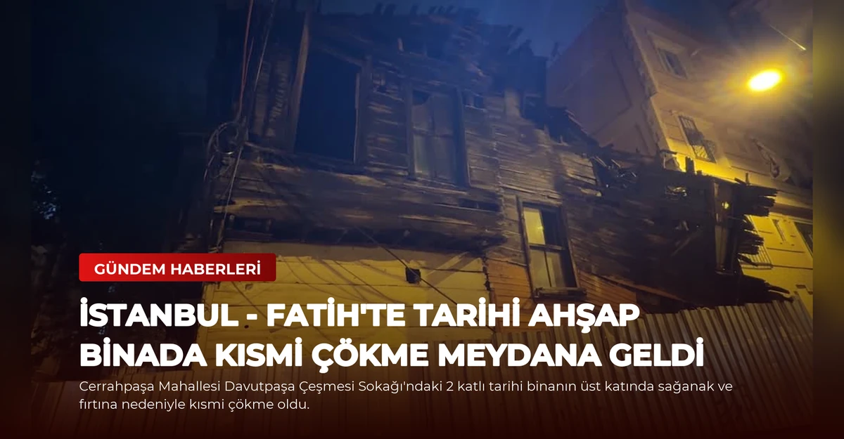 İSTANBUL - Fatih'te tarihi ahşap binada kısmi çökme meydana geldi