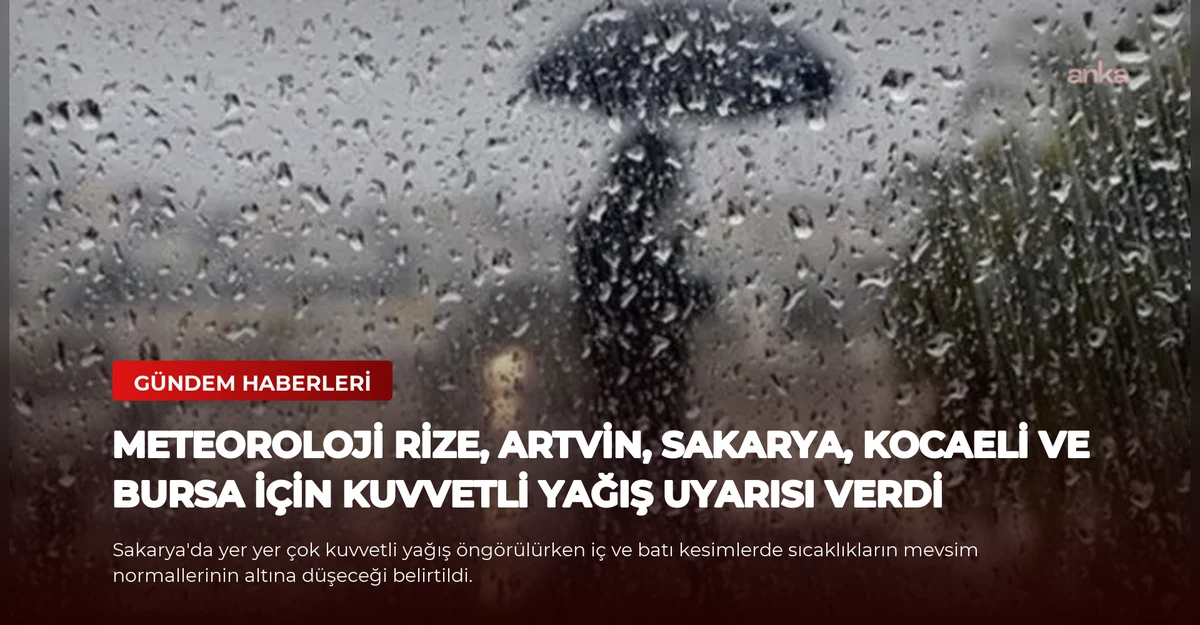 Meteoroloji Rize, Artvin, Sakarya, Kocaeli ve Bursa için kuvvetli yağış uyarısı verdi